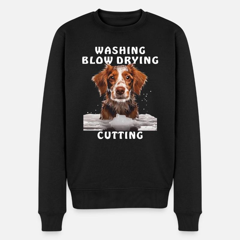 CHIENS LAVAGE BRUSHING COUPE - Pull Premium bio Homme - noir