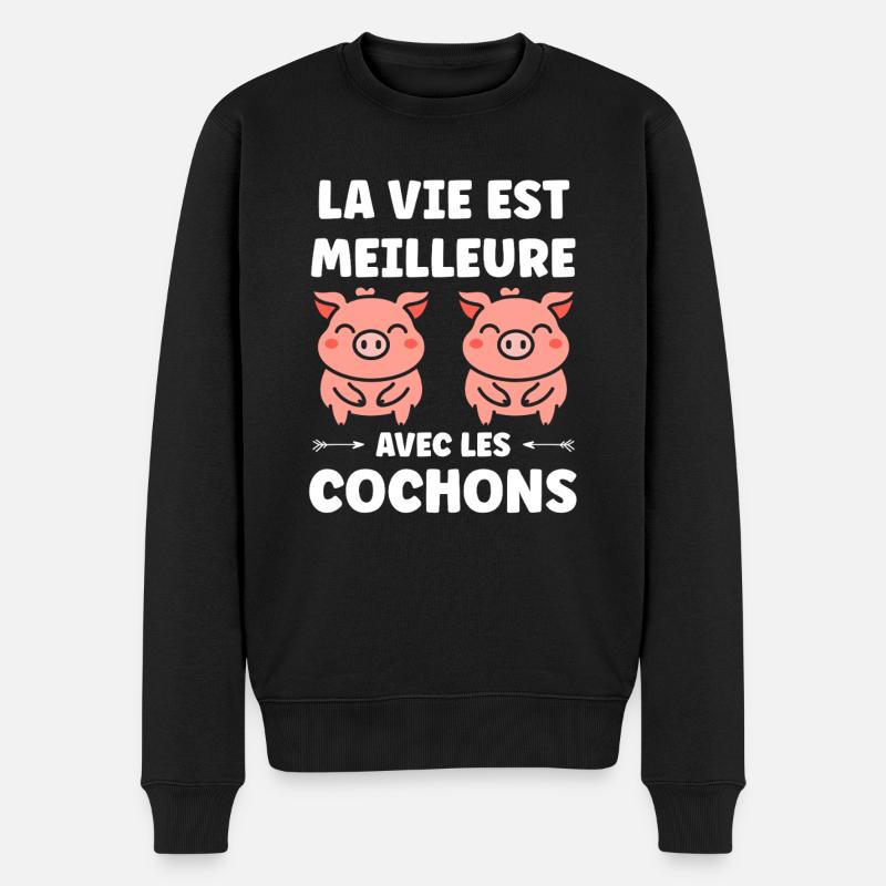 cochon - Pull Premium bio Homme - noir
