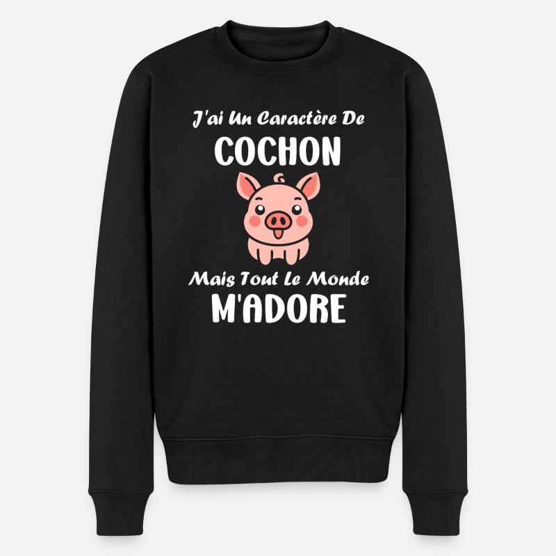 cochon - Pull Premium bio Homme - noir