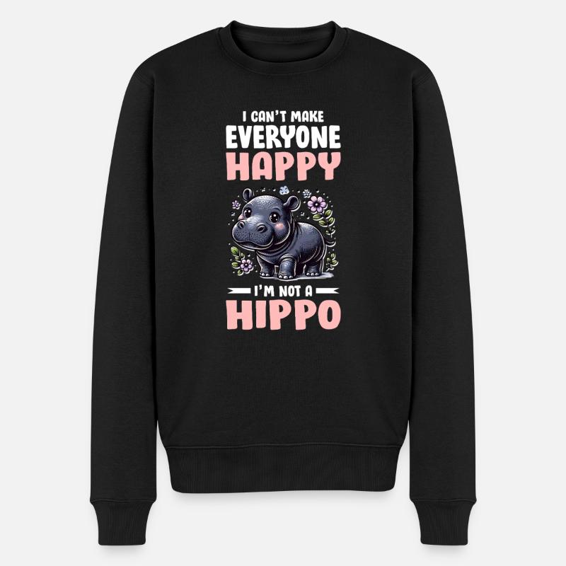 Nilpferd - Männer Premium Bio Pullover - Schwarz