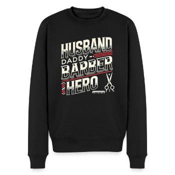 Ehemann Papa Friseur Held - Männer Premium Bio Pullover - Schwarz - Vorne - Nico (187cm)