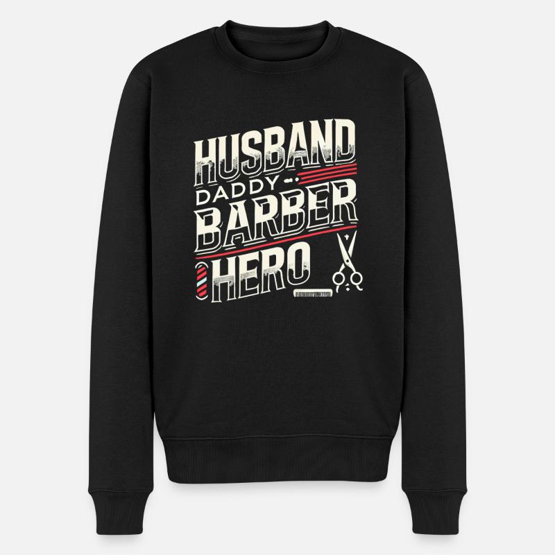 Ehemann Papa Friseur Held - Männer Premium Bio Pullover - Schwarz