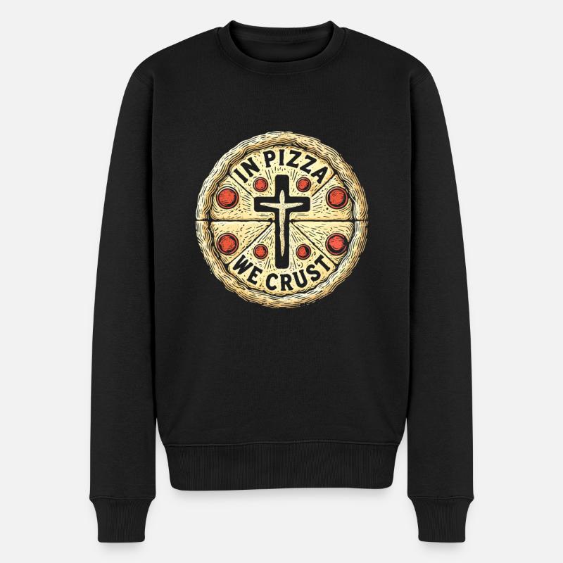 In Pizza Wir Kruste - Männer Premium Bio Pullover - Schwarz
