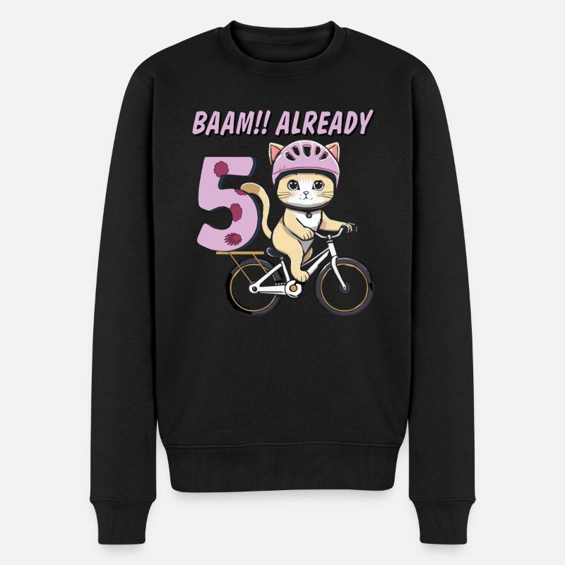 KATZE FAHRRAD BAAM!! ALREADY 5 - Männer Premium Bio Pullover - Schwarz