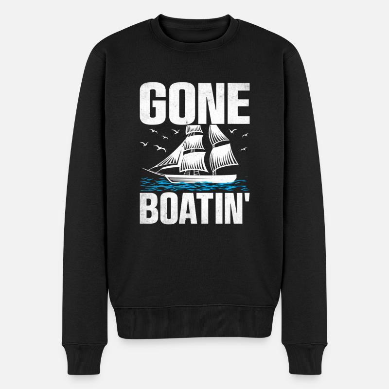 Gone Boatin' Paddelboot - Männer Premium Bio Pullover - Schwarz