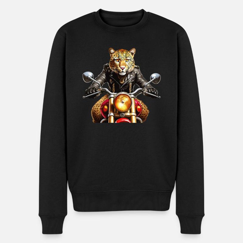 MOTORRAD LEOPARD - Männer Premium Bio Pullover - Schwarz