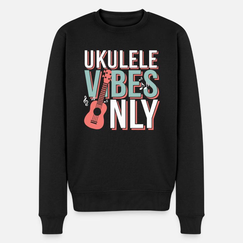 Ukulele -spieler Hawaiianischer Musik Tropical - Männer Premium Bio Pullover - Schwarz