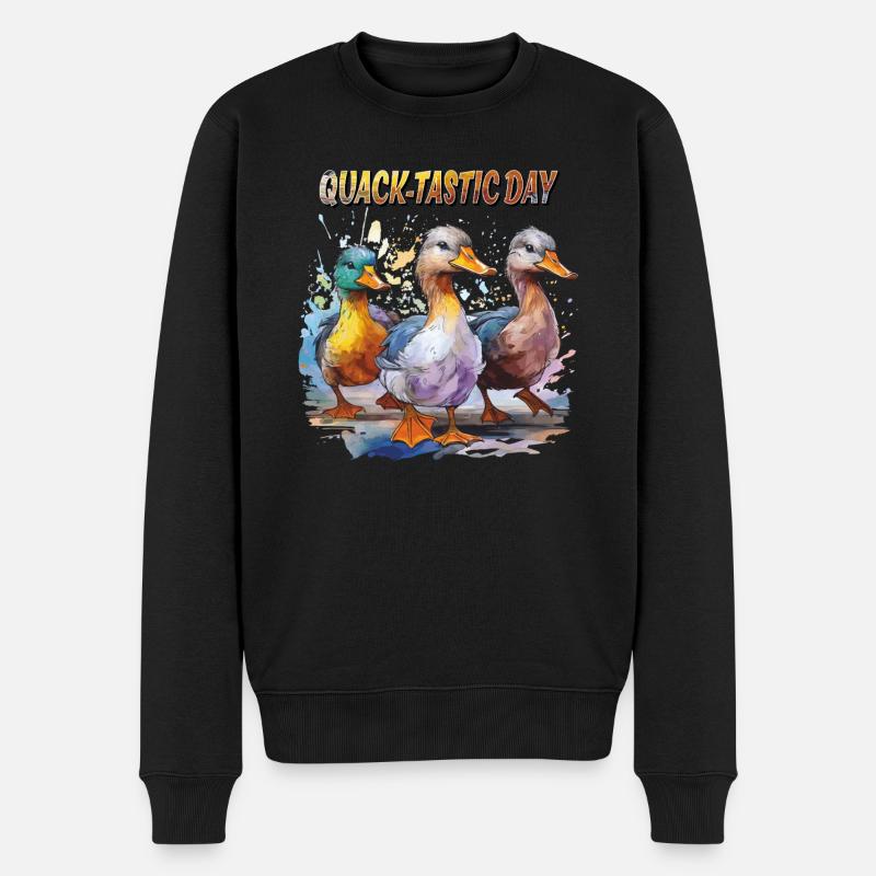 ENTEN QUACK-TASTIC DAY - Männer Premium Bio Pullover - Schwarz