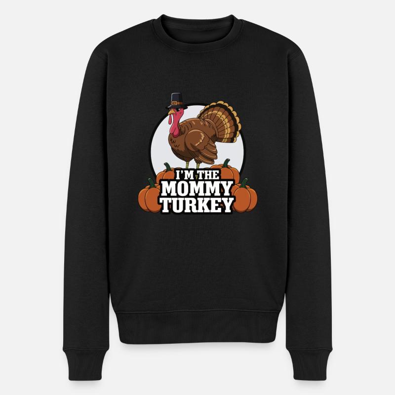 Mommy Turkey Thanksgiving - Männer Premium Bio Pullover - Schwarz