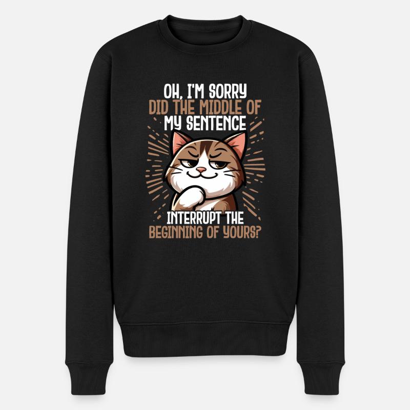 Sarcastique Chat Pose Drôle Introverti - Pull Premium bio Homme - noir