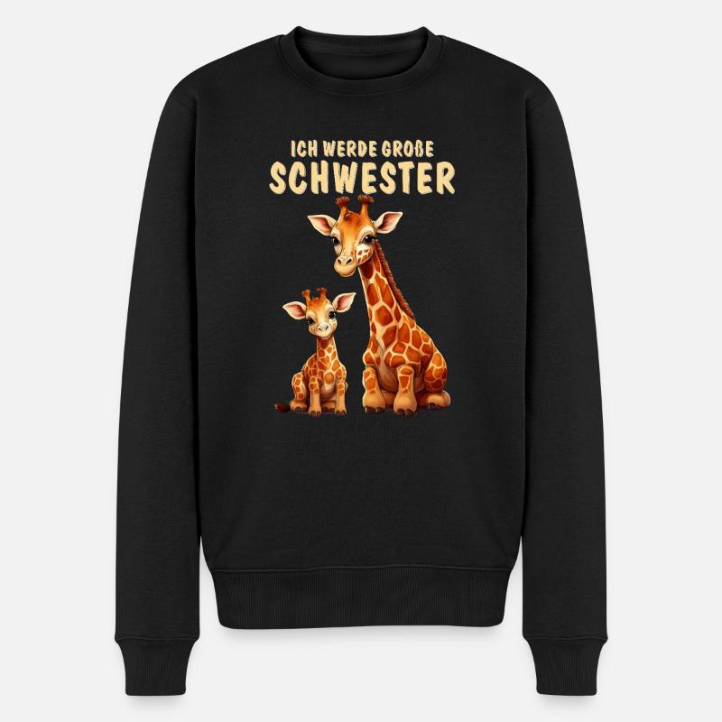GIRAFFEN WERDE GROßE SCHWESTER - Männer Premium Bio Pullover - Schwarz