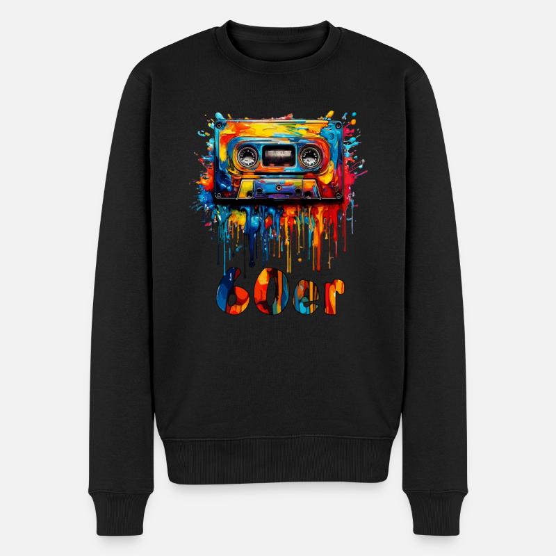 MUSIKKASETTE 60er - Männer Premium Bio Pullover - Schwarz