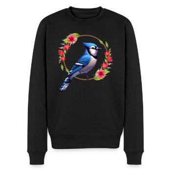 Blauhäher Vogel Cyanocitta Cristata Ornithologe - Männer Premium Bio Pullover - Schwarz - Vorne - Nico (187cm)