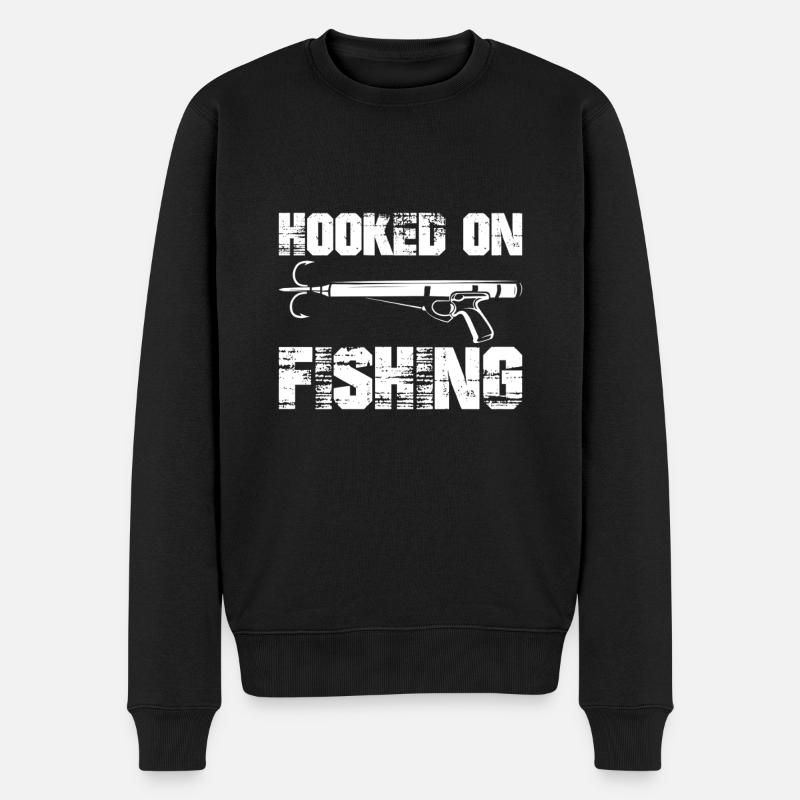 Hooked On Fishing - Männer Premium Bio Pullover - Schwarz