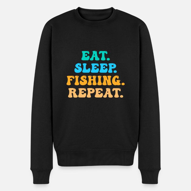 Eat. Sleep. Fishing - Männer Premium Bio Pullover - Schwarz