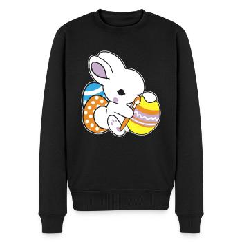 Osterhase Bemalt Ostereiger Eierbemalen Eiersuche - Männer Premium Bio Pullover - Schwarz - Vorne - Nico (187cm)