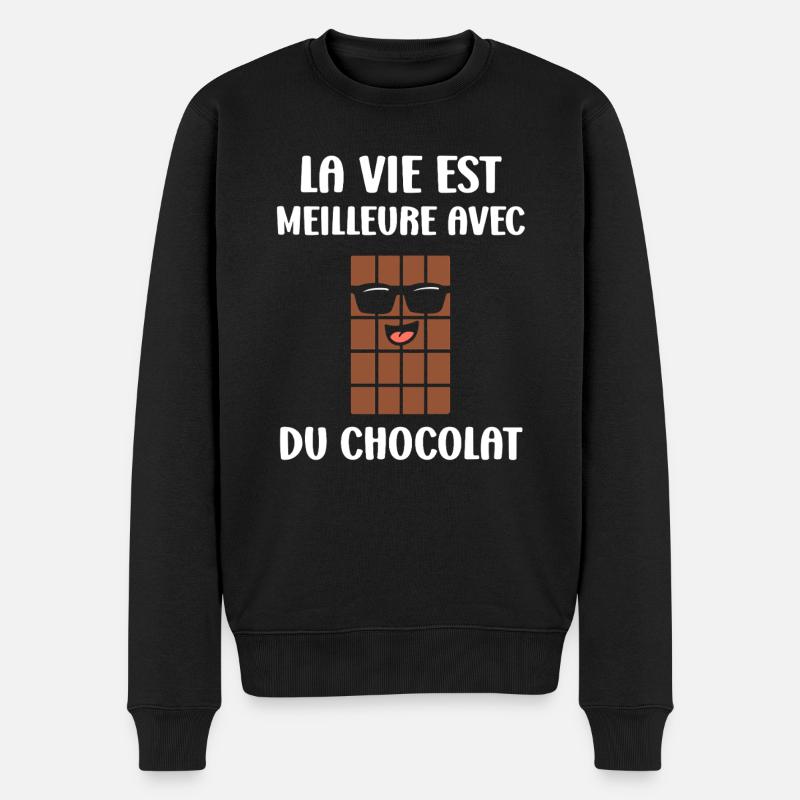 Schokoladen-Humor - Männer Premium Bio Pullover - Schwarz