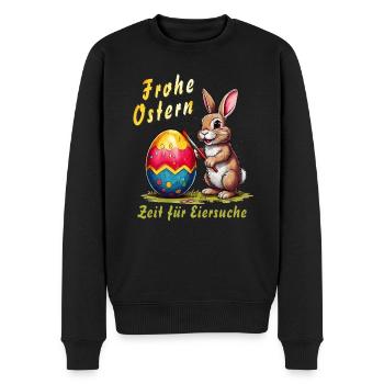 OSTERHASE Frohe Ostern Eiersuche - Männer Premium Bio Pullover - Schwarz - Vorne - Nico (187cm)