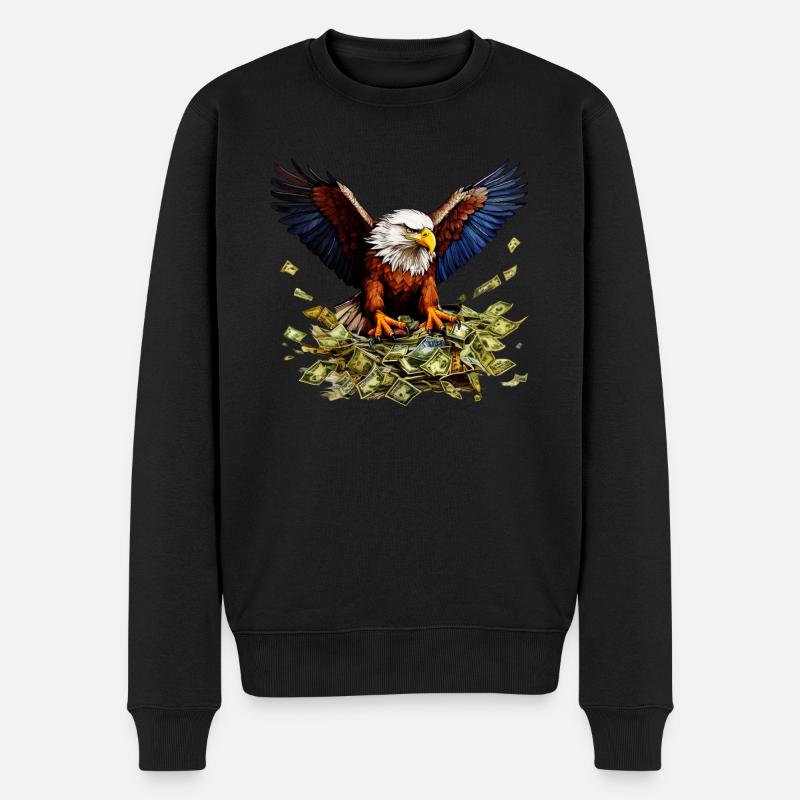 Adler, Geld - Männer Premium Bio Pullover - Schwarz