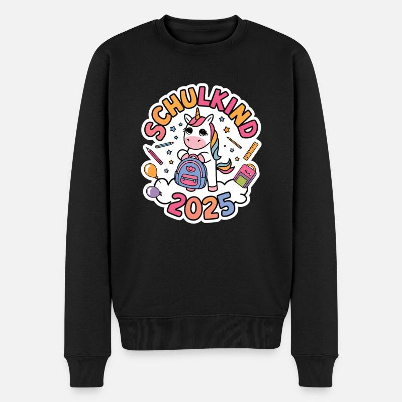 Schulkind 2025 Einschulung Schulanfang - Männer Premium Bio Pullover - Schwarz