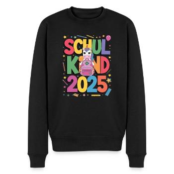 Schulkind 2025 Einschulung Schulanfang - Männer Premium Bio Pullover - Schwarz - Vorne - Nico (187cm)