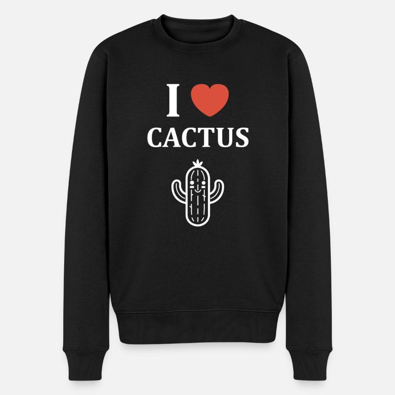 Kaktus - Männer Premium Bio Pullover - Schwarz