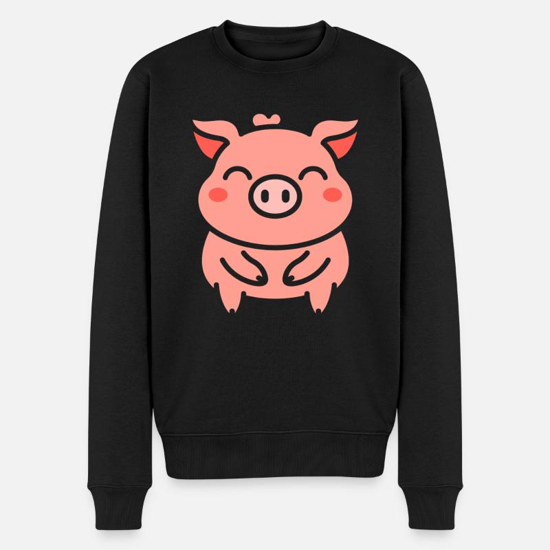 Schwein - Männer Premium Bio Pullover - Schwarz
