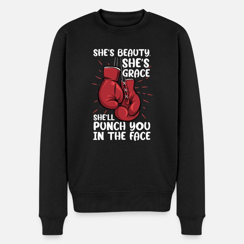 shes beauty shell punch you in the face Design - Männer Premium Bio Pullover - Schwarz