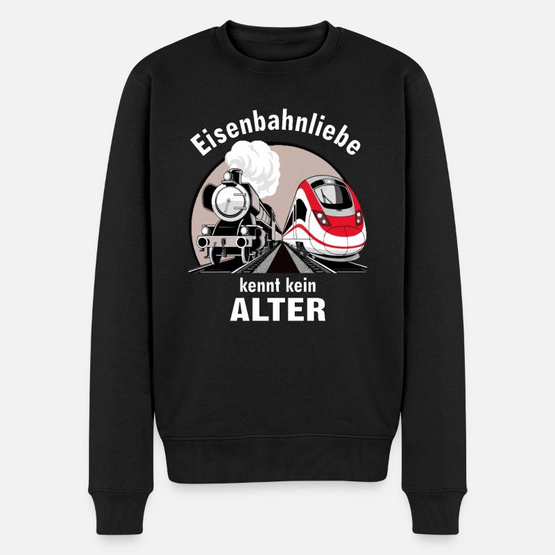 TRAIN ZUG EISENBAHNLIEBE kennt kein ALTER - Männer Premium Bio Pullover - Schwarz