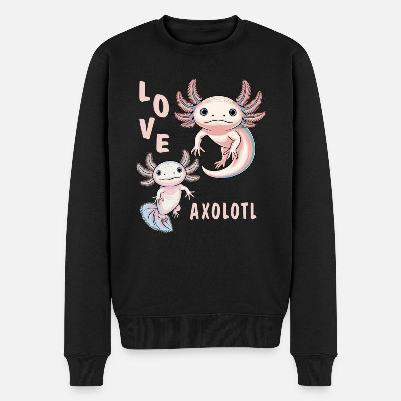 LOVE AXOLOTL.png - Männer Premium Bio Pullover - Schwarz