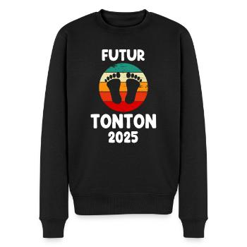 Zukünftiger Onkel 2025 Vintage Schwangerschaftsankündigung - Männer Premium Bio Pullover - Schwarz - Vorne - Nico (187cm)