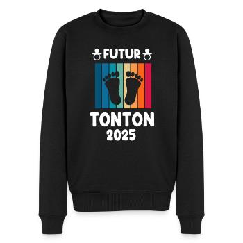 Vintage Future Uncle 2025 Pregnancy Announcement - Men's Premium Organic Jumper - black - Front - Nico (187cm)