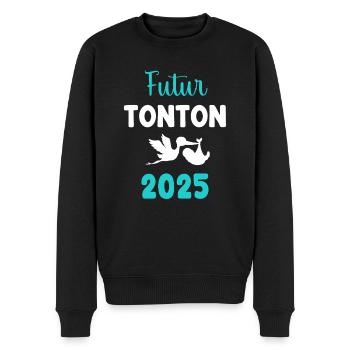 Ankündigung der Storchenschwangerschaft des zukünftigen Onkels 2025 - Männer Premium Bio Pullover - Schwarz - Vorne - Nico (187cm)