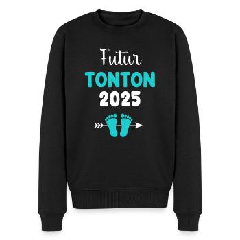 Zukünftiger Onkel 2025 Mann Schwangerschaft Ankündigung - Männer Premium Bio Pullover - Schwarz - Vorne - Nico (187cm)
