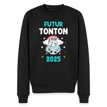 Ankündigung der Schwangerschaft des zukünftigen Onkels 2025 des Einhorns - Männer Premium Bio Pullover - Schwarz - Vorne - Nico (187cm)