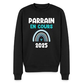 2025 parrain en cours cadeau annonce grossesse - Pull Premium bio Homme - noir - Devant - Nico (187cm)
