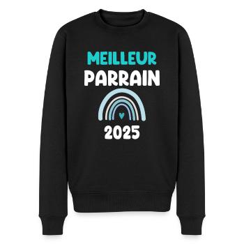 2025 parrain meilleur cadeau annonce grossesse - Pull Premium bio Homme - noir - Devant - Nico (187cm)