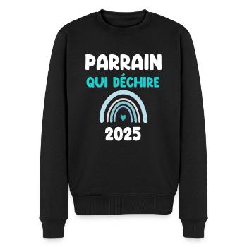 2025 parrain qui déchire cadeau annonce grossesse - Pull Premium bio Homme - noir - Devant - Nico (187cm)