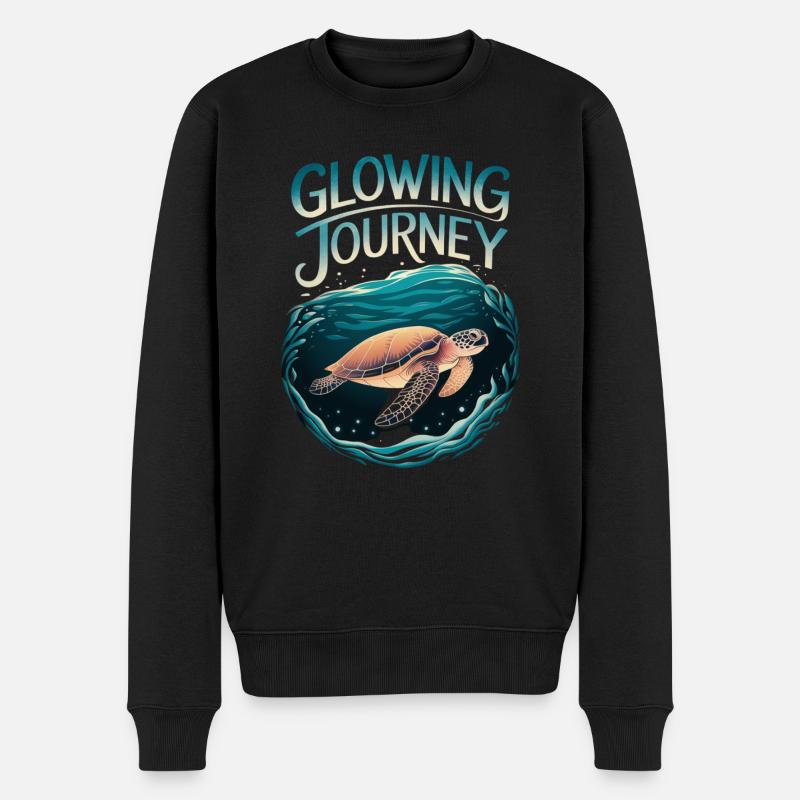 Glowing Journey Turtle Design - Männer Premium Bio Pullover - Schwarz