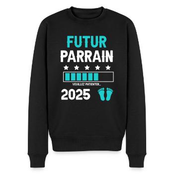 parrain 2025 futur cadeau annonce grossesse - Pull Premium bio Homme - noir - Devant - Nico (187cm)