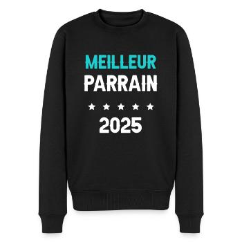 parrain 2025 meilleur cadeau annonce grossesse - Pull Premium bio Homme - noir - Devant - Nico (187cm)