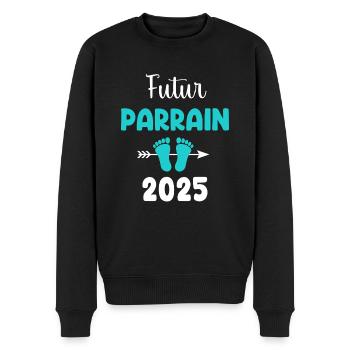 parrain futur 2025 cadeau annonce grossesse - Pull Premium bio Homme - noir - Devant - Nico (187cm)