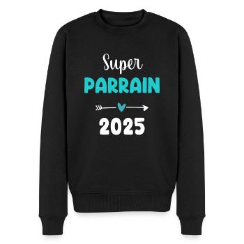 parrain super 2025 cadeau annonce grossesse - Pull Premium bio Homme - noir - Devant - Nico (187cm)