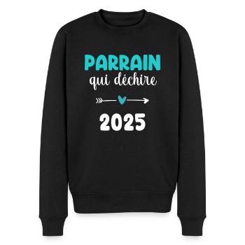 qui déchire parrain 2025 cadeau annonce grossesse - Pull Premium bio Homme - noir - Devant - Nico (187cm)