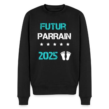 Futur parrain 2025 annonce grossesse - Pull Premium bio Homme - noir - Devant - Nico (187cm)