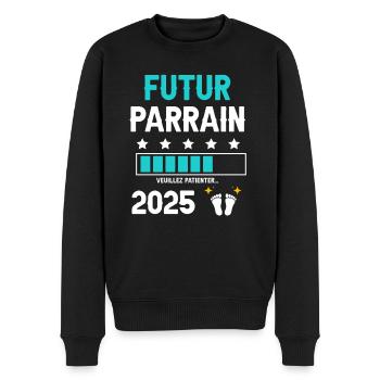 man Future godfather 2025 pregnancy announcement - Men's Premium Organic Jumper - black - Front - Nico (187cm)