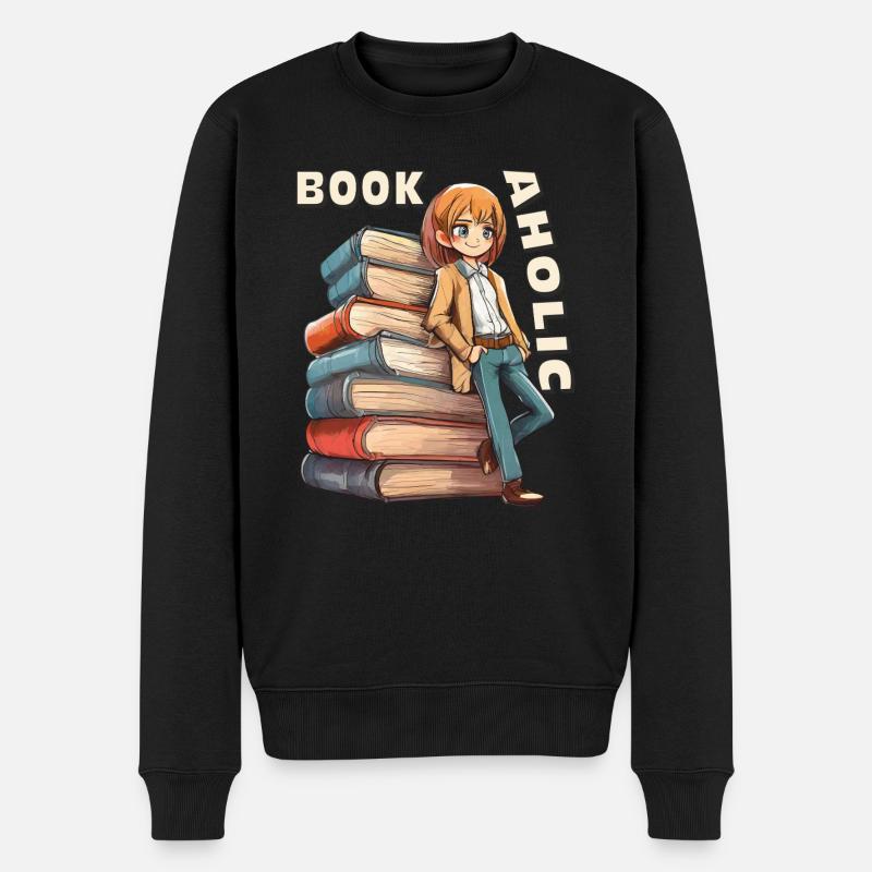 BÜCHER BOOKAHOLIC - Männer Premium Bio Pullover - Schwarz