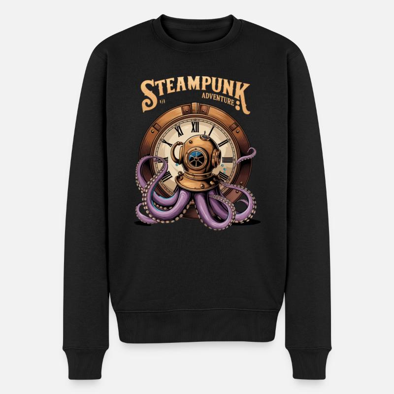 Steampunk Adventure Diver Design - Männer Premium Bio Pullover - Schwarz