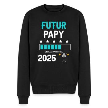 biberon Futur papy 2025 annonce grossesse - Pull Premium bio Homme - noir - Devant - Nico (187cm)
