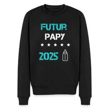 Futur papy 2025 biberron annonce grossesse - Pull Premium bio Homme - noir - Devant - Nico (187cm)